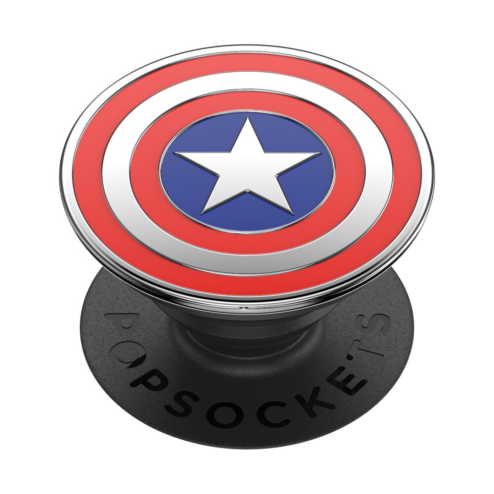 Suport universal de telefon si tableta Popsockets Marvel, accesoriu PopGrip Captain America, metalic acoperit cu email